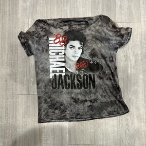 Michael Jackson Bad Tour Womens Shirt Tie Dye Black Gray Large READ DESCRIPTION
